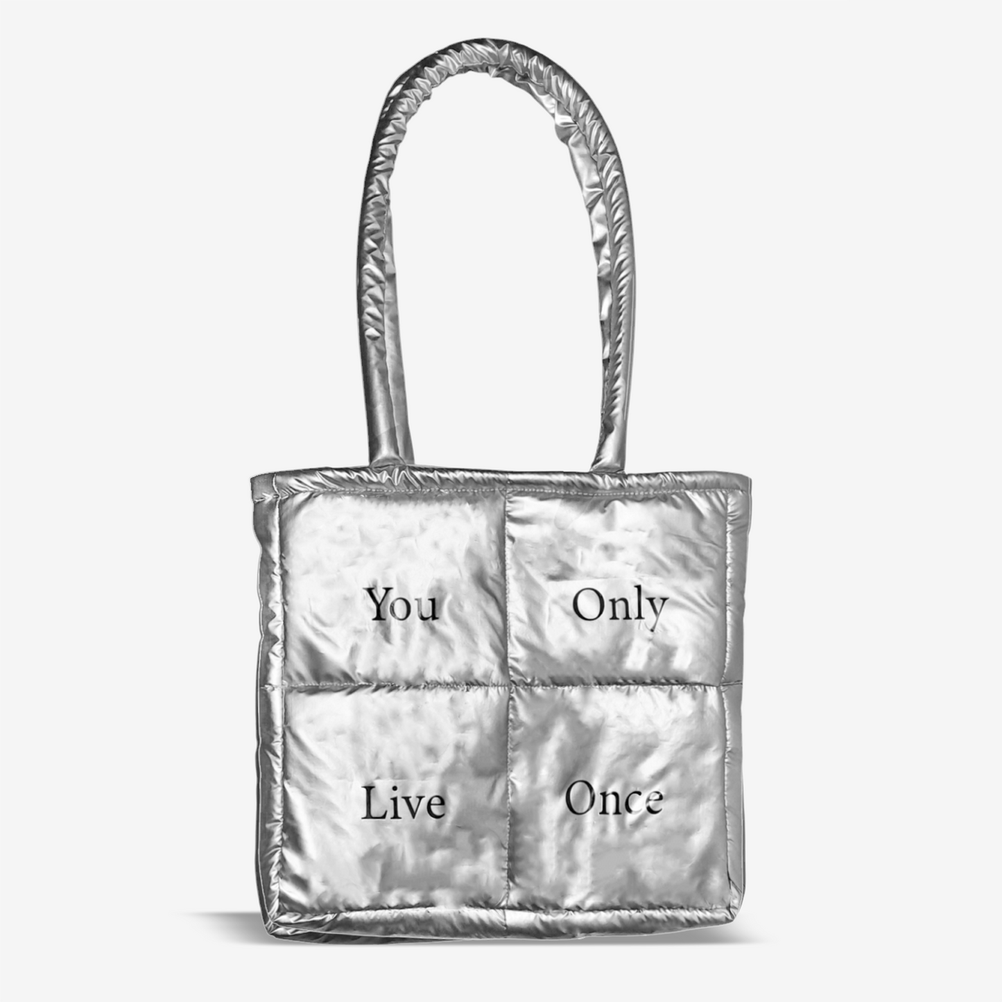 Puffer Tote Bag - Sliver