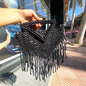 Black Beaded Fringe Purse