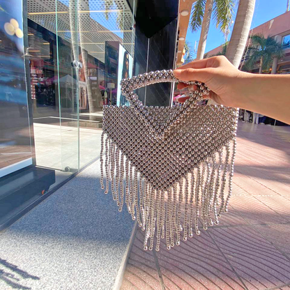 Silver Beaded Fringe Purse