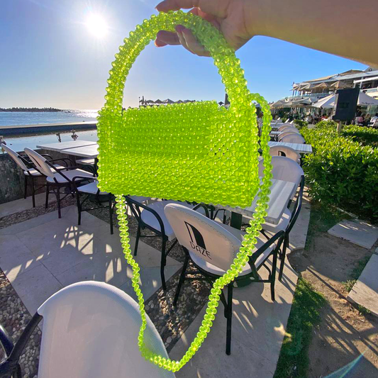 Neon Lime Beaded Purse