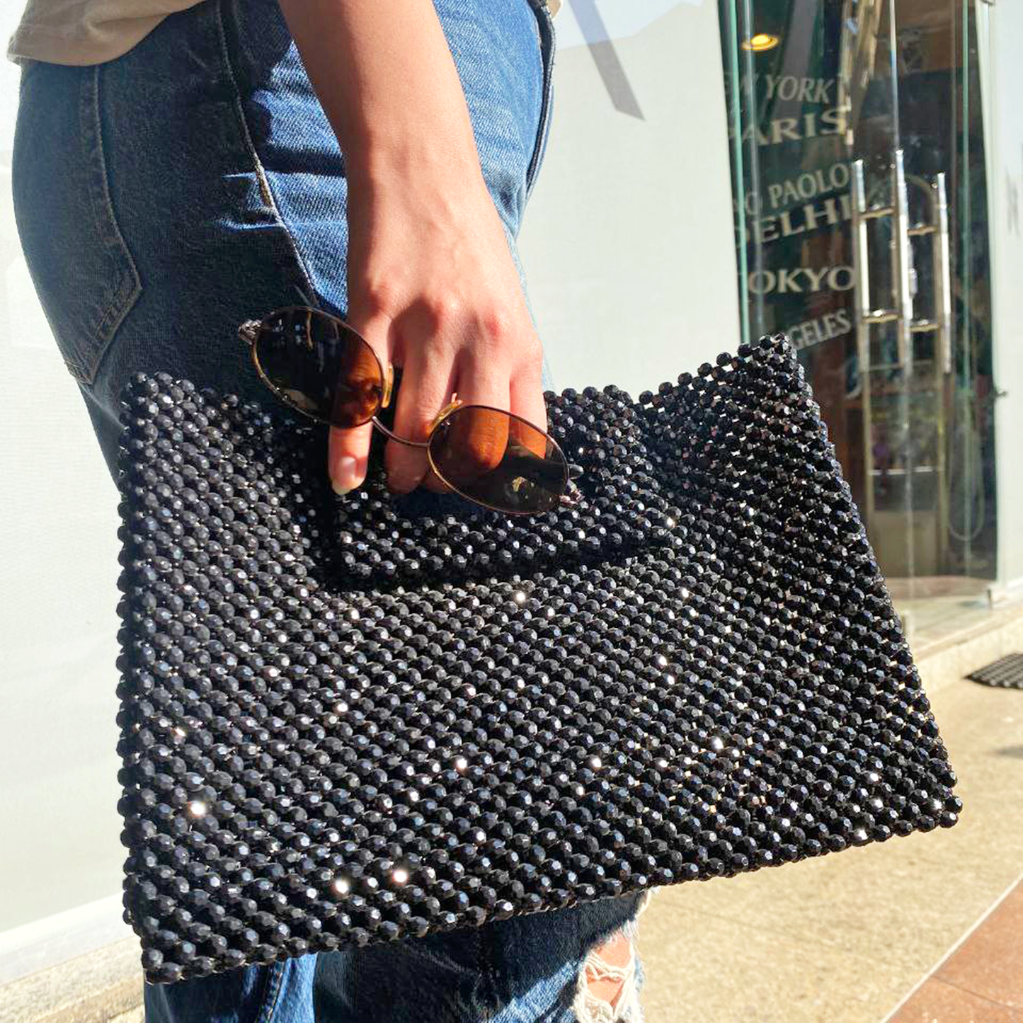 Black Beaded Clutch