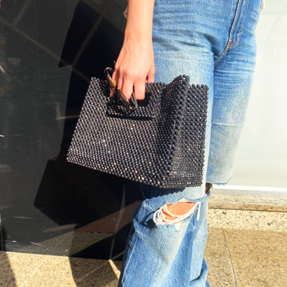 Black Beaded Clutch