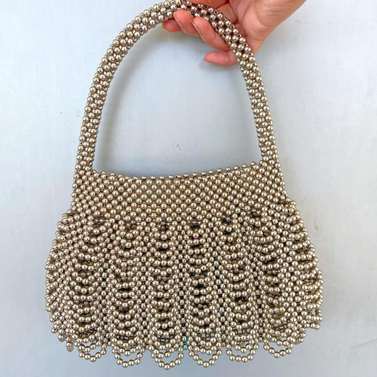 Sliver Beaded Ball Bag