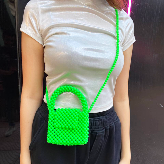 Lime Mini Beaded Bag