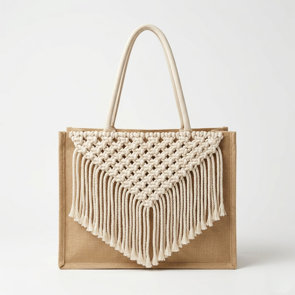 The Boho Macramé Jute Tote - ORA