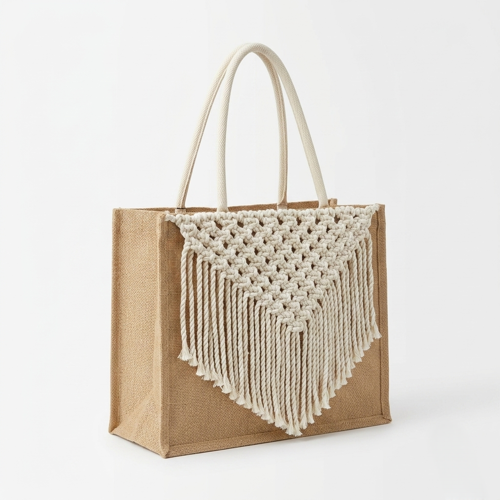The Boho Macramé Jute Tote - ORA