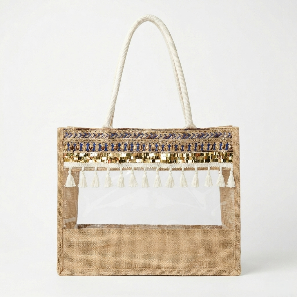 The Boho Sparkle Jute Tote - ORA