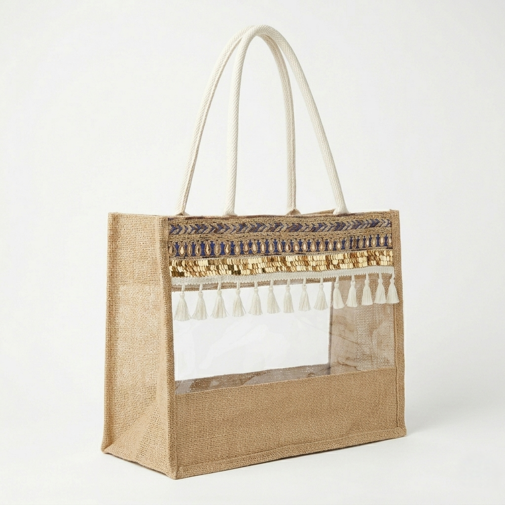 The Boho Sparkle Jute Tote - ORA