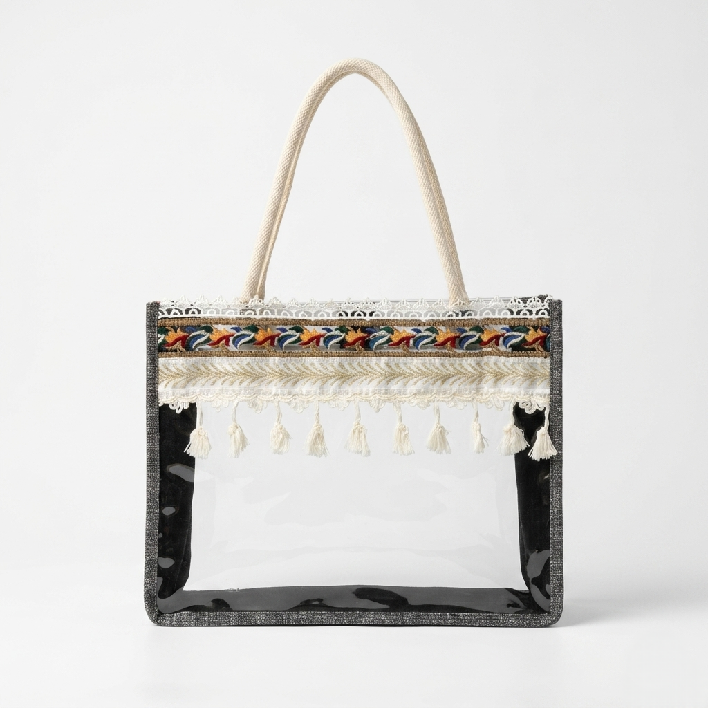 The Boho Noir Clear Tote - ORA