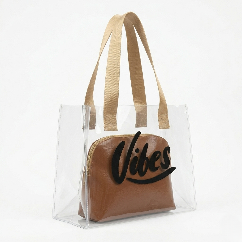 The Tan Vibe Clear Tote - ORA