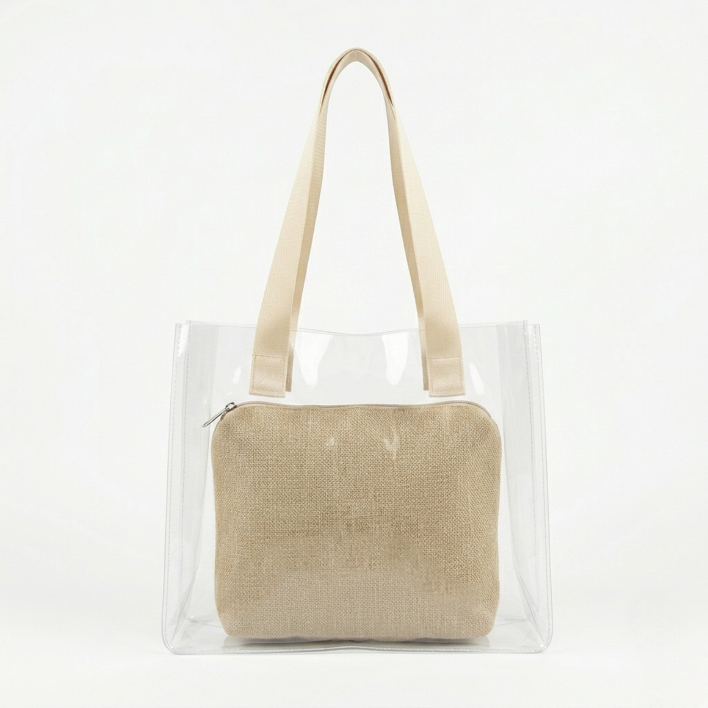 The Jute Vibe Clear Tote - ORA