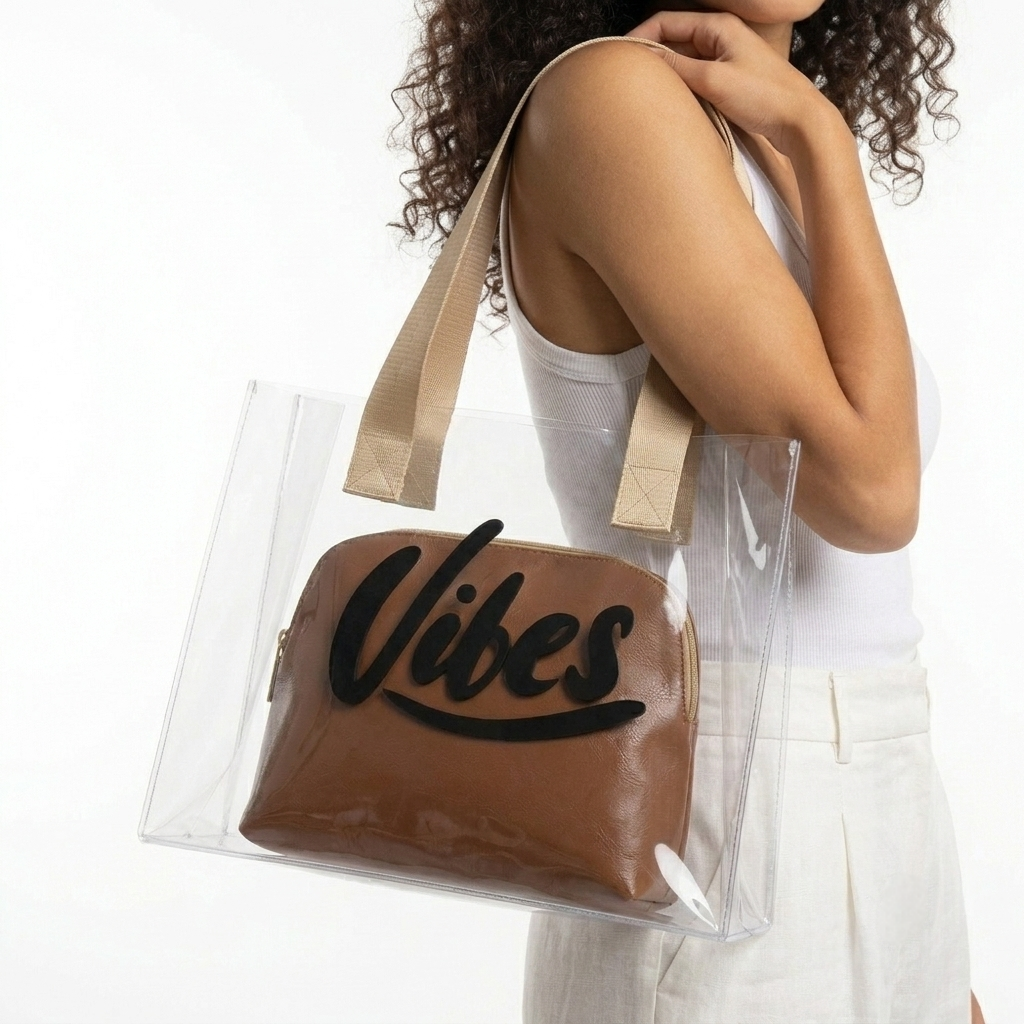 The Tan Vibe Clear Tote - ORA