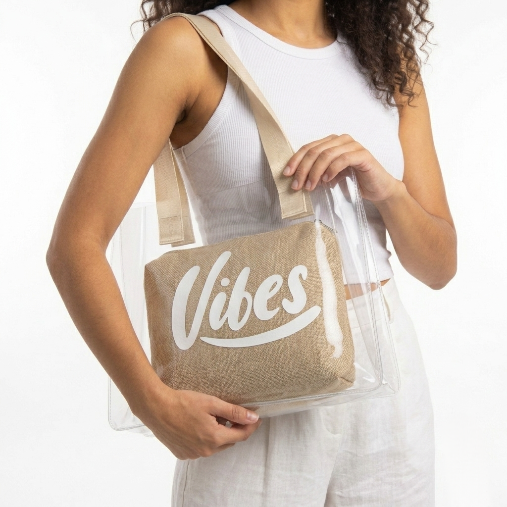The Jute Vibe Clear Tote - ORA