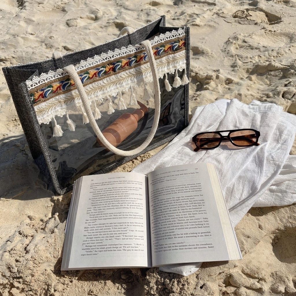 The Boho Noir Clear Tote - ORA