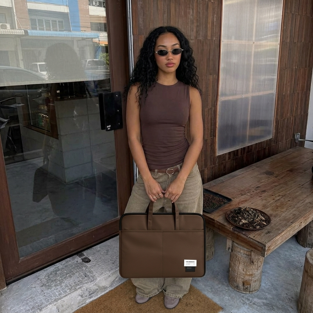 ORA Attache Laptop Bag-Cocoa - ORA