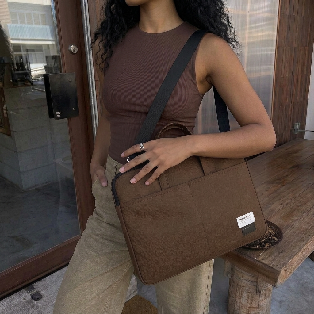ORA Attache Laptop Bag-Cocoa - ORA