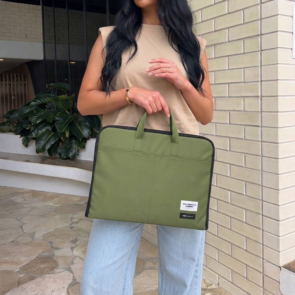 ORA Attache Laptop Bag-olive - ORA