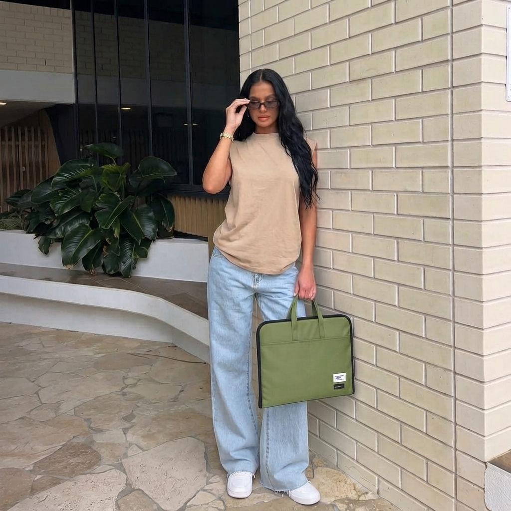 ORA Attache Laptop Bag-olive - ORA