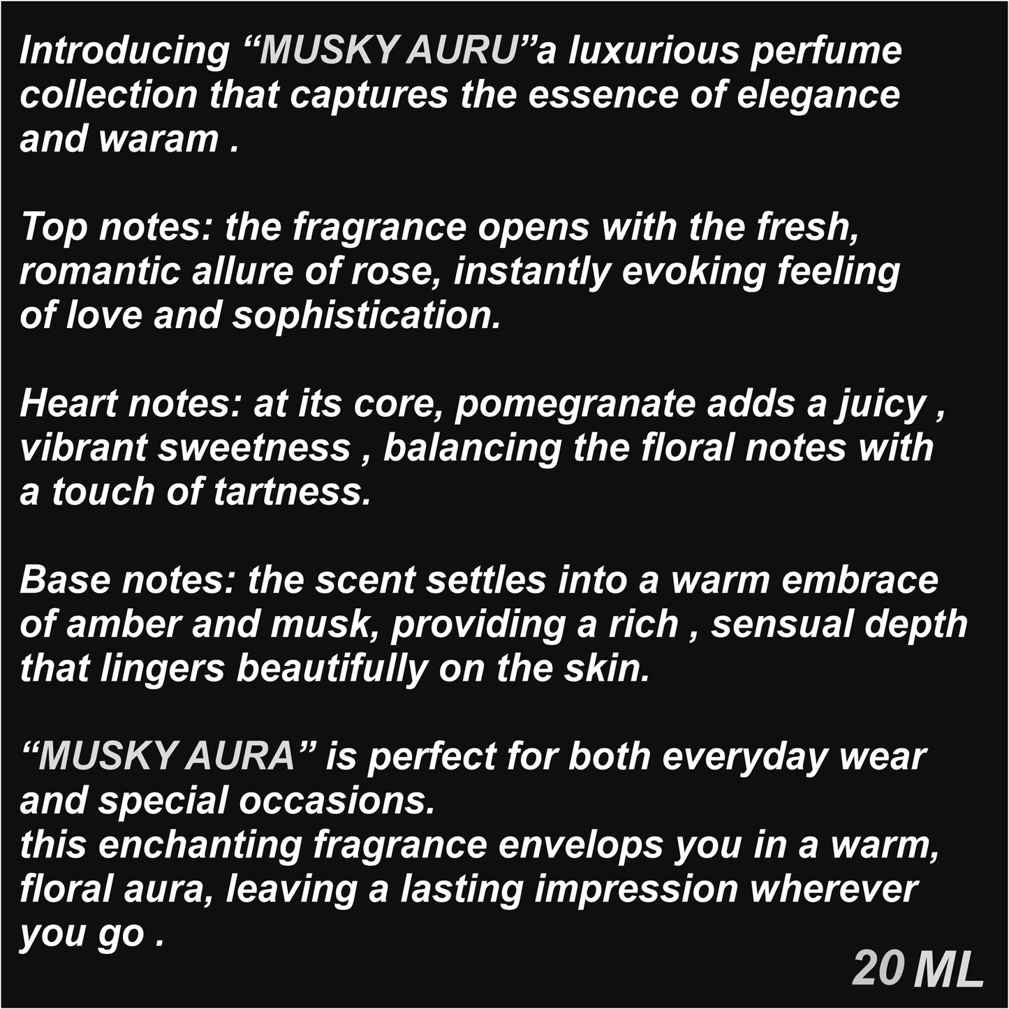 ORA PERFUME/TESTER-Musky Aura