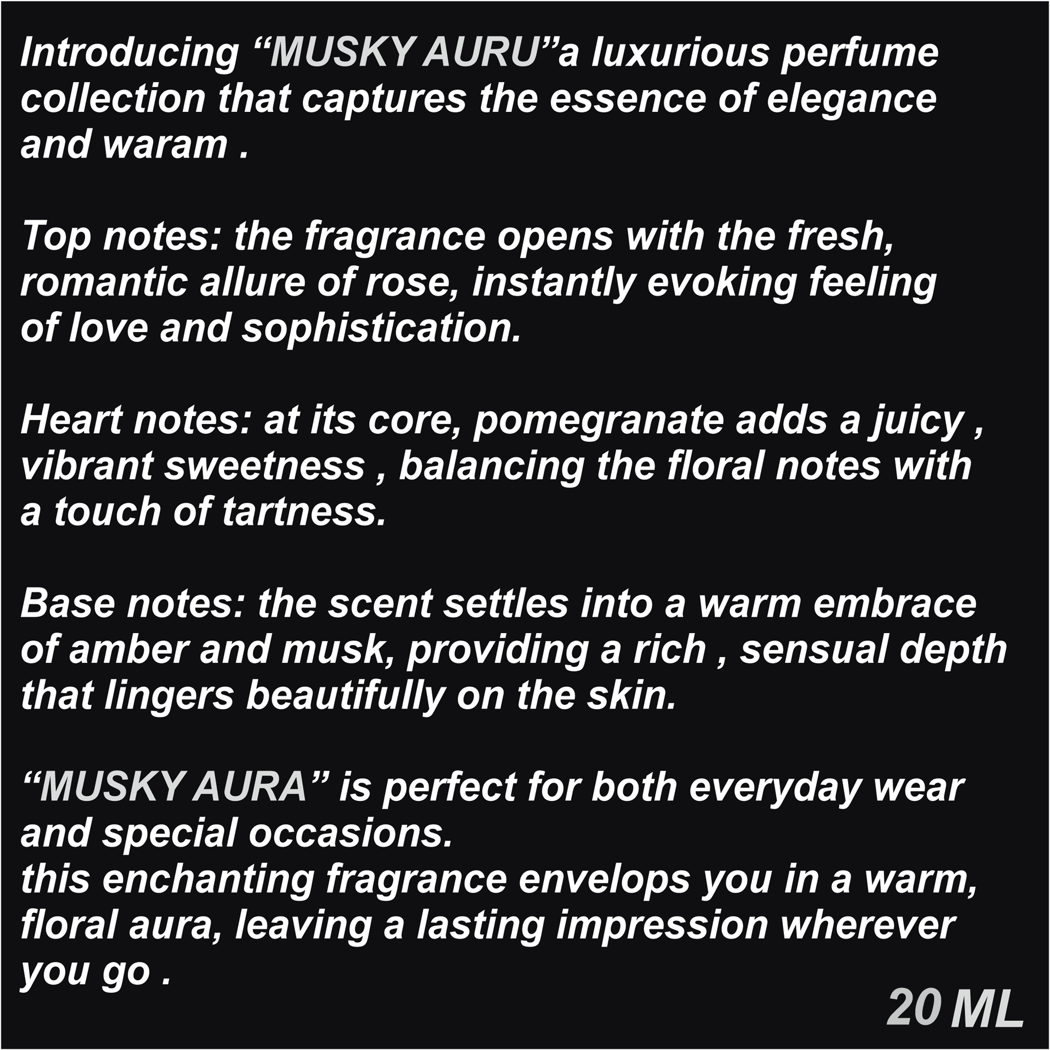ORA PERFUME/TESTER-Musky Aura